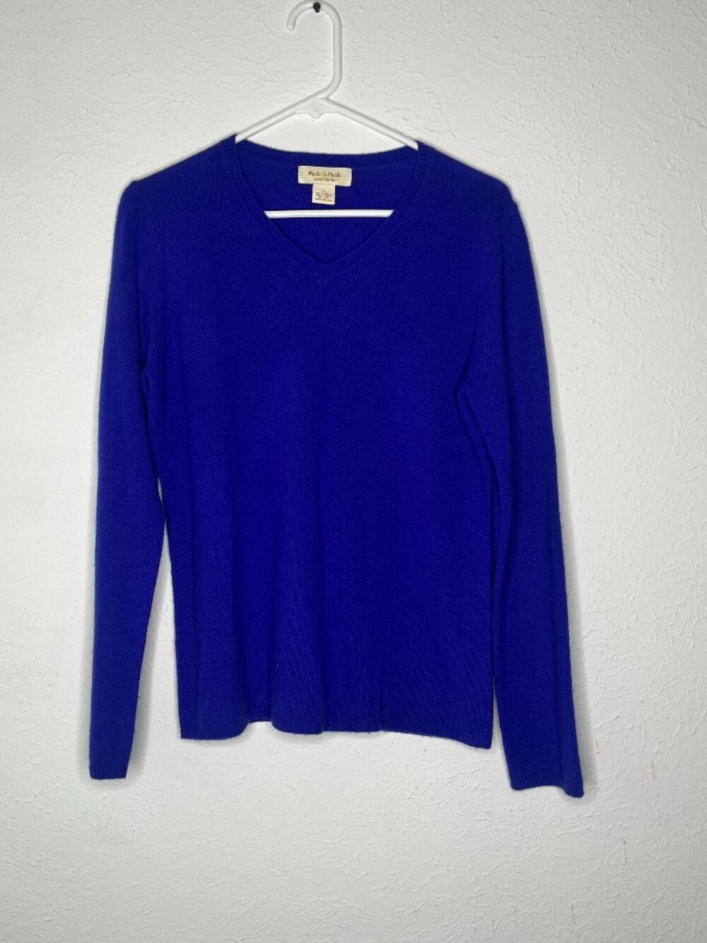 Women's VTG Peck & Peck 2-Ply Cashmere Blue V-Neck Sweater Size Large